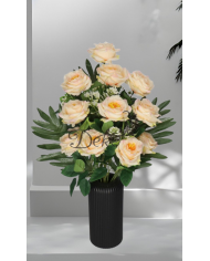 RÓŻA RÓŻE W BUKIECIE SZTUCZNE KWIATY JAK ŻYWE 55 CM DUŻY BUKIET GĘSTY