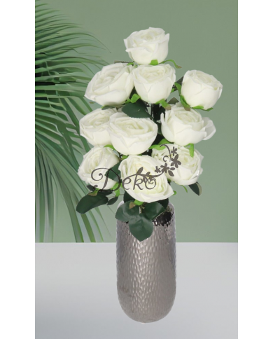 RÓŻA RÓŻE W BUKIECIE SZTUCZNE KWIATY JAK ŻYWE 50 CM DUŻY BUKIET GĘSTY