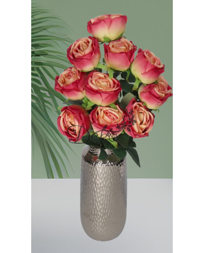 RÓŻA RÓŻE W BUKIECIE SZTUCZNE KWIATY JAK ŻYWE 50 CM DUŻY BUKIET GĘSTY