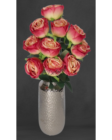 RÓŻA RÓŻE W BUKIECIE SZTUCZNE KWIATY JAK ŻYWE 50 CM DUŻY BUKIET GĘSTY