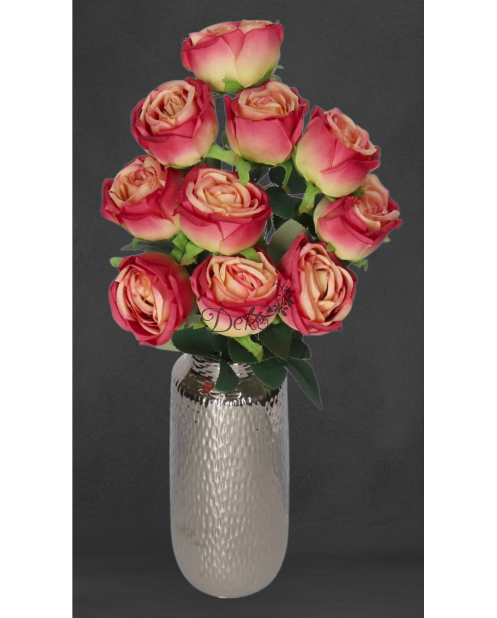 RÓŻA RÓŻE W BUKIECIE SZTUCZNE KWIATY JAK ŻYWE 50 CM DUŻY BUKIET GĘSTY