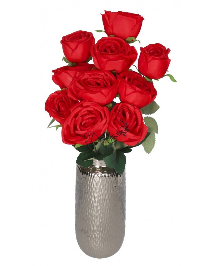 RÓŻA RÓŻE W BUKIECIE SZTUCZNE KWIATY JAK ŻYWE 50 CM DUŻY BUKIET GĘSTY