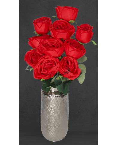 RÓŻA RÓŻE W BUKIECIE SZTUCZNE KWIATY JAK ŻYWE 50 CM DUŻY BUKIET GĘSTY