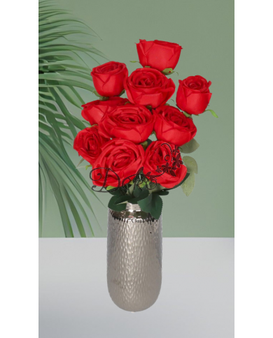 RÓŻA RÓŻE W BUKIECIE SZTUCZNE KWIATY JAK ŻYWE 50 CM DUŻY BUKIET GĘSTY