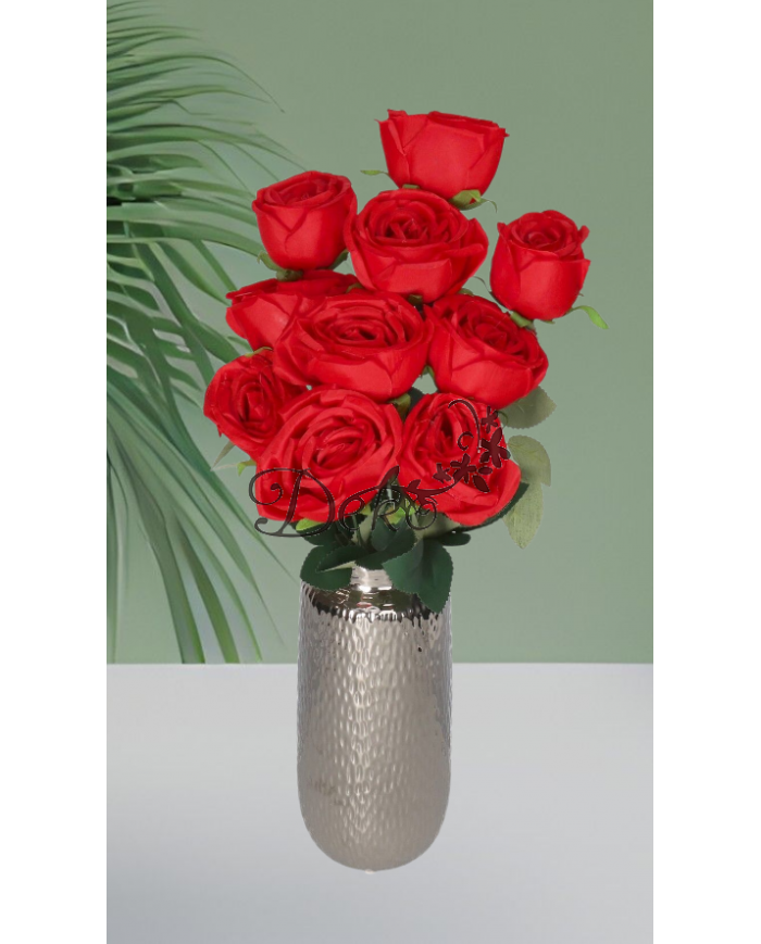 RÓŻA RÓŻE W BUKIECIE SZTUCZNE KWIATY JAK ŻYWE 50 CM DUŻY BUKIET GĘSTY