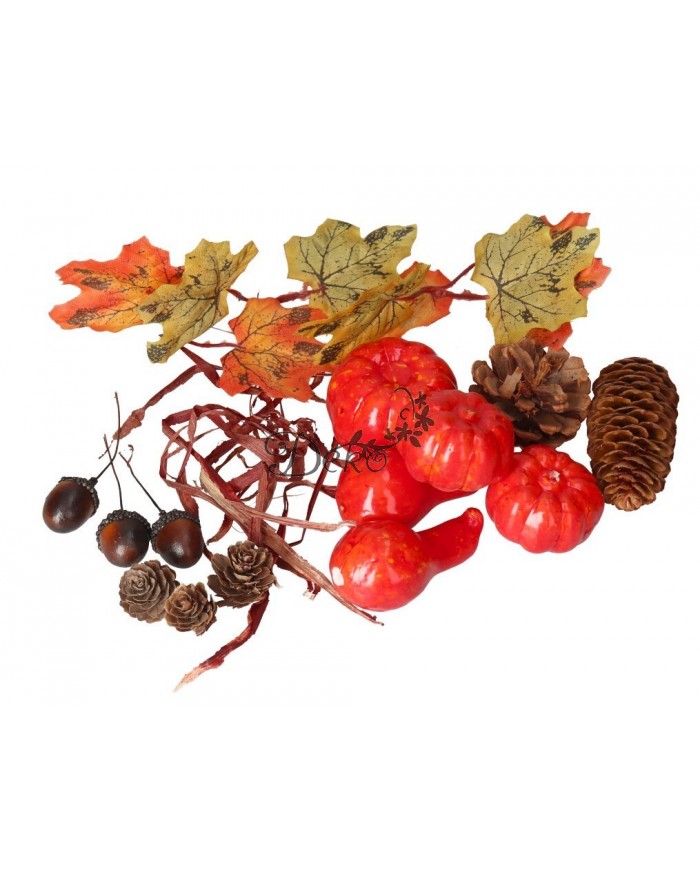 SZTUCZNE DYNIE DYNIA DEKORACJE JESIENNE DUŻY ZESTAW LIŚCIE ŻOŁĘDZIE