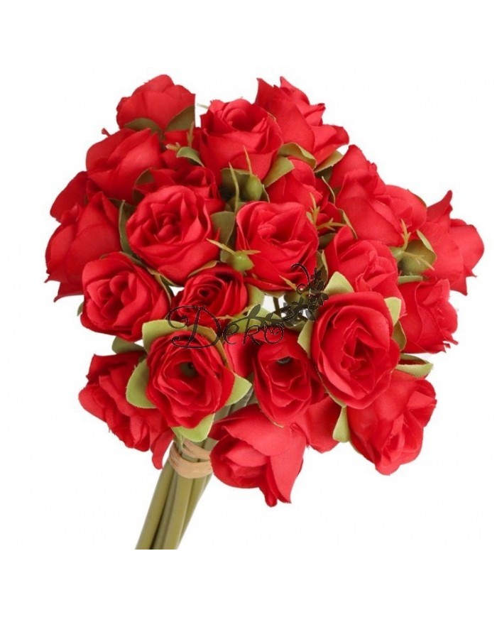 RÓŻA RÓŻE BUKIET RÓŻ SZTUCZNE KWIATY 28CM 9GAŁ.PREMIUM