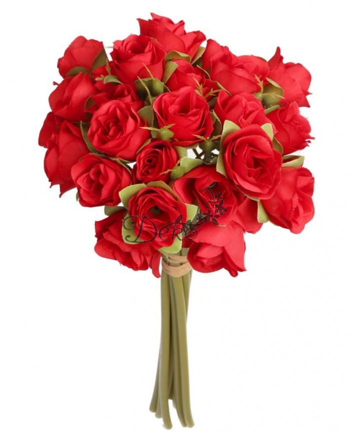 RÓŻA RÓŻE BUKIET RÓŻ SZTUCZNE KWIATY 28CM 9GAŁ.PREMIUM