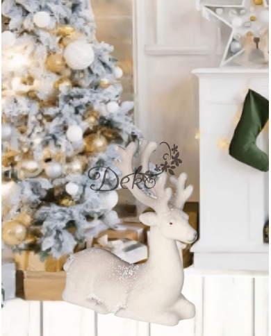 RENIFER WELUROWY LEŻĄCY FIGURKA DO POSTAWIENIA 20CM STROIK