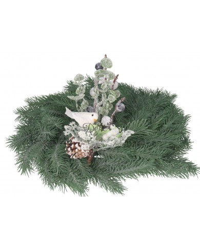 GAŁĄZKA DEKORACYJNA DO STROIKA SZYSZKI Z BROKATEM 25CM