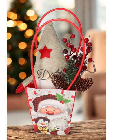 TOREBKA NA KWIATY ŚWIĄTECZNA NA PREZENT UPOMINEK