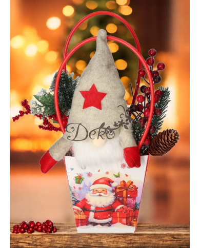 TOREBKA NA KWIATY ŚWIĄTECZNA NA PREZENT UPOMINEK