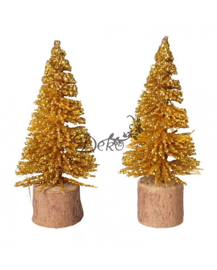 CHOINKA DRZEWKO DEKORACYJNE CHOINKI 2SZT ZŁOTE
