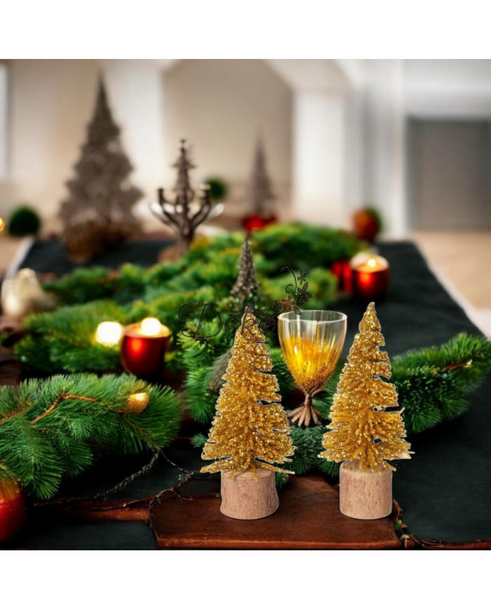 CHOINKA DRZEWKO DEKORACYJNE CHOINKI 2SZT ZŁOTE