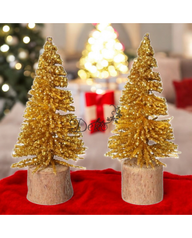 CHOINKA DRZEWKO DEKORACYJNE CHOINKI 2SZT ZŁOTE
