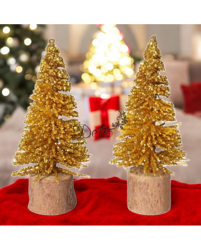 CHOINKA DRZEWKO DEKORACYJNE CHOINKI 2SZT ZŁOTE