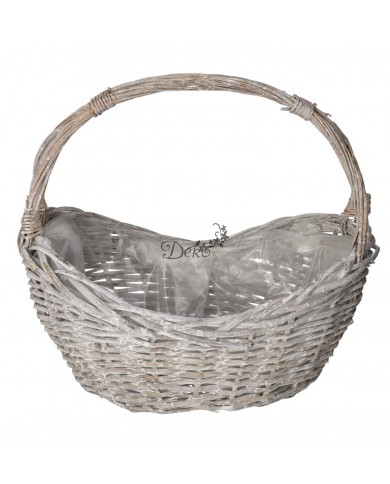 KOSZ WIKLINOWY SZARY DUŻY GRUBA WIKLINA 40X25CM