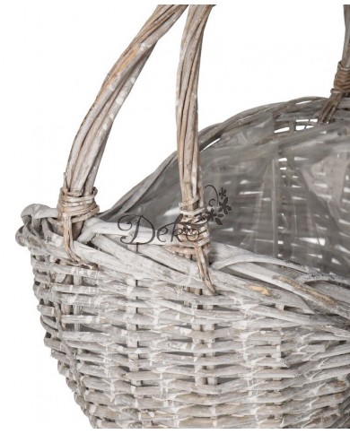 KOSZ WIKLINOWY SZARY DUŻY GRUBA WIKLINA 40X25CM