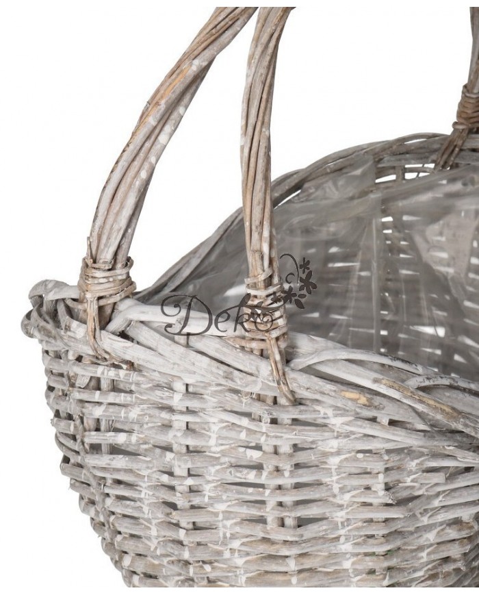 KOSZ WIKLINOWY SZARY DUŻY GRUBA WIKLINA 40X25CM