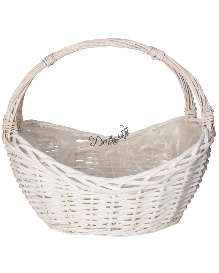 KOSZ WIKLINOWY BIAŁY DUŻY GRUBA WIKLINA 40X25CM