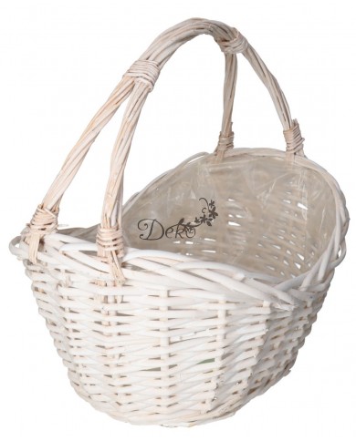 KOSZ WIKLINOWY BIAŁY DUŻY GRUBA WIKLINA 45X32CM