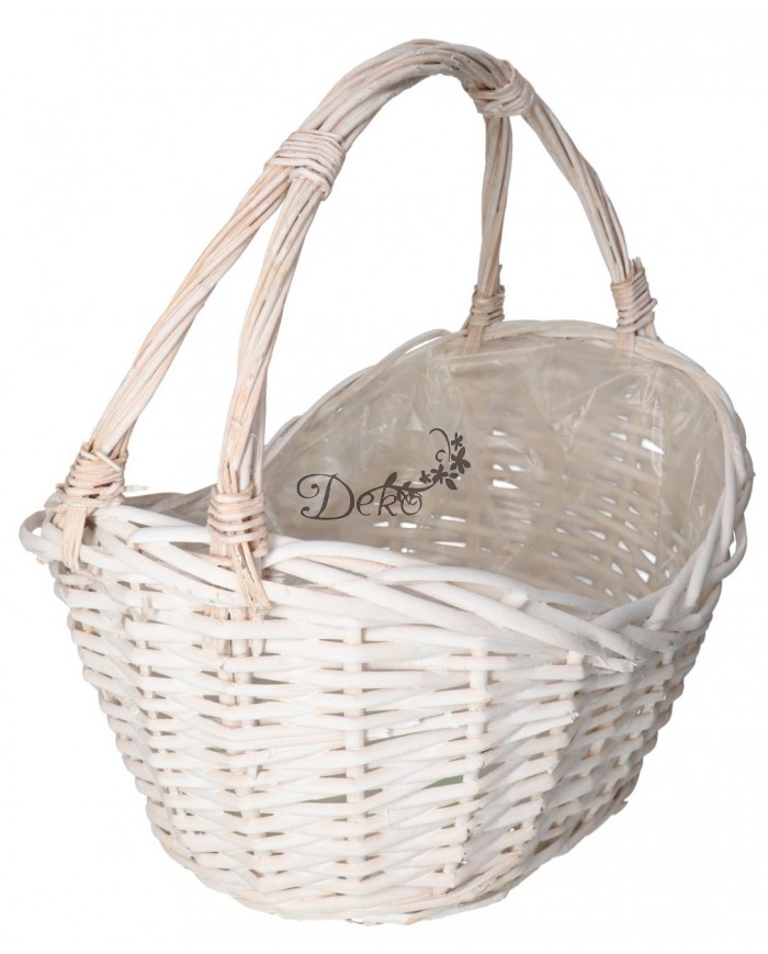 KOSZ WIKLINOWY BIAŁY DUŻY GRUBA WIKLINA 45X32CM