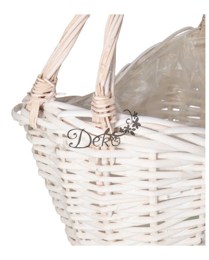 KOSZ WIKLINOWY BIAŁY DUŻY GRUBA WIKLINA 45X32CM