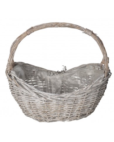 KOSZ WIKLINOWY SZARY DUŻY GRUBA WIKLINA 45X32CM