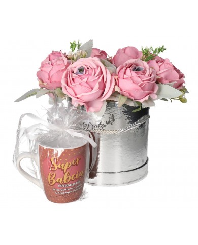 FLOWER BOX PUDEŁKO NA DZIEŃ BABCI + KUBEK CERAMICZNY