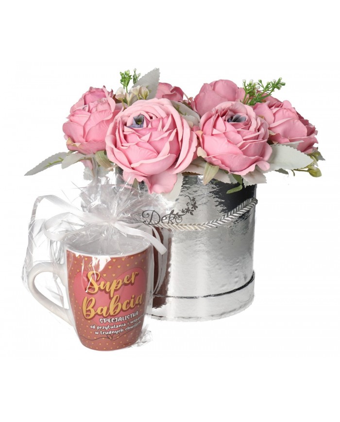 FLOWER BOX PUDEŁKO NA DZIEŃ BABCI + KUBEK CERAMICZNY
