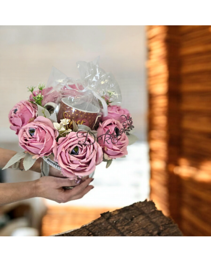 FLOWER BOX PUDEŁKO NA DZIEŃ BABCI + KUBEK CERAMICZNY