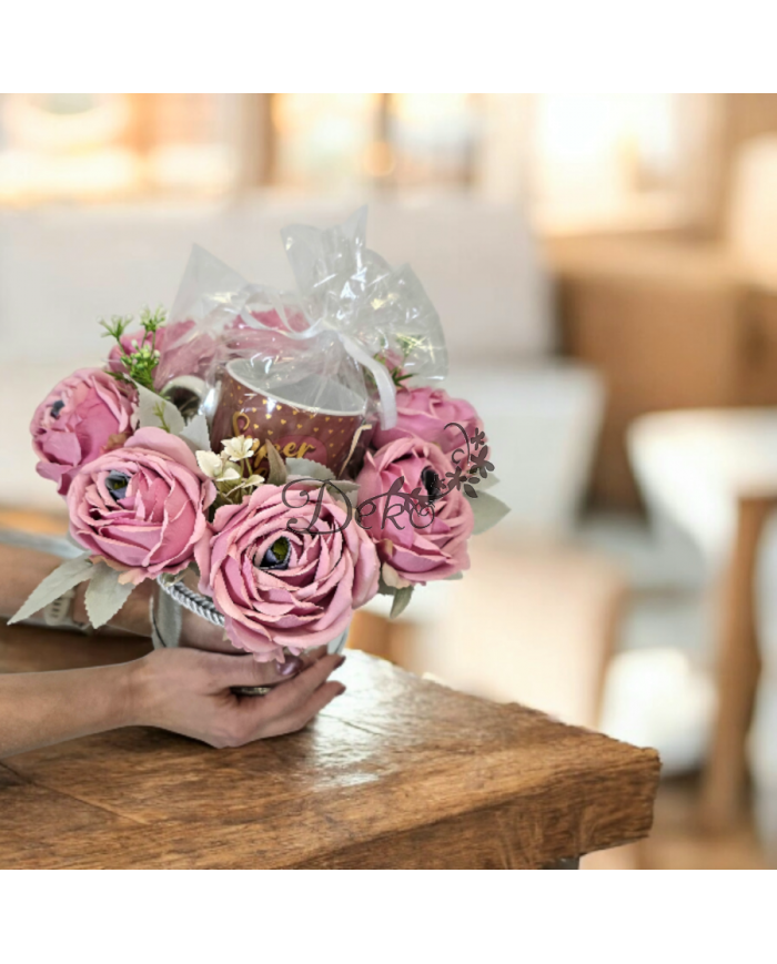 FLOWER BOX PUDEŁKO NA DZIEŃ BABCI + KUBEK CERAMICZNY