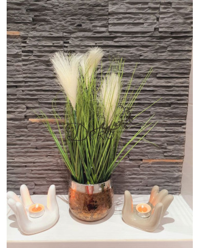 TRAWA SZTUCZNA PAMPASOWA ROŚLINA W DONICZCE SZTUCZNE KWIATY 44CM