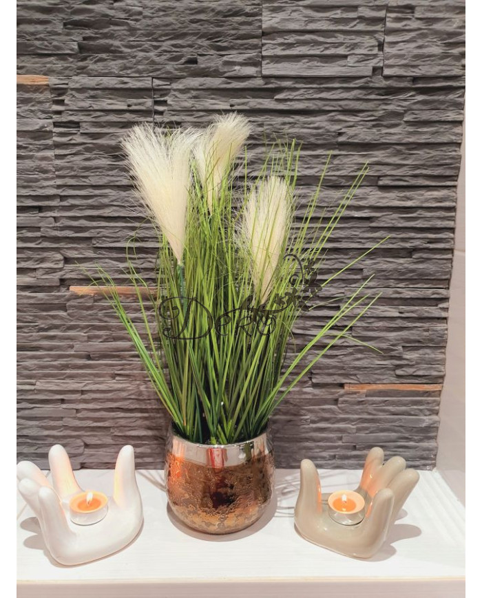 TRAWA SZTUCZNA PAMPASOWA ROŚLINA W DONICZCE SZTUCZNE KWIATY 44CM