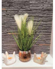 TRAWA SZTUCZNA PAMPASOWA ROŚLINA W DONICZCE SZTUCZNE KWIATY 44CM