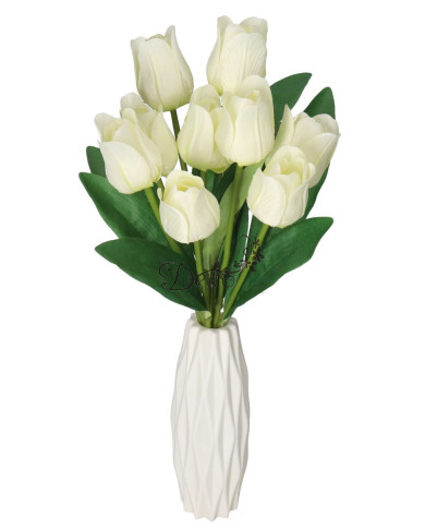 TULIPANY BUKIET TULIPANÓW SZTUCZNE KWIATY GUMOWE 43CM 9GAŁ