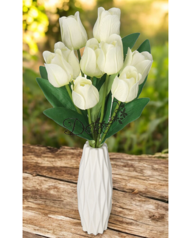 TULIPANY BUKIET TULIPANÓW SZTUCZNE KWIATY GUMOWE 43CM 9GAŁ