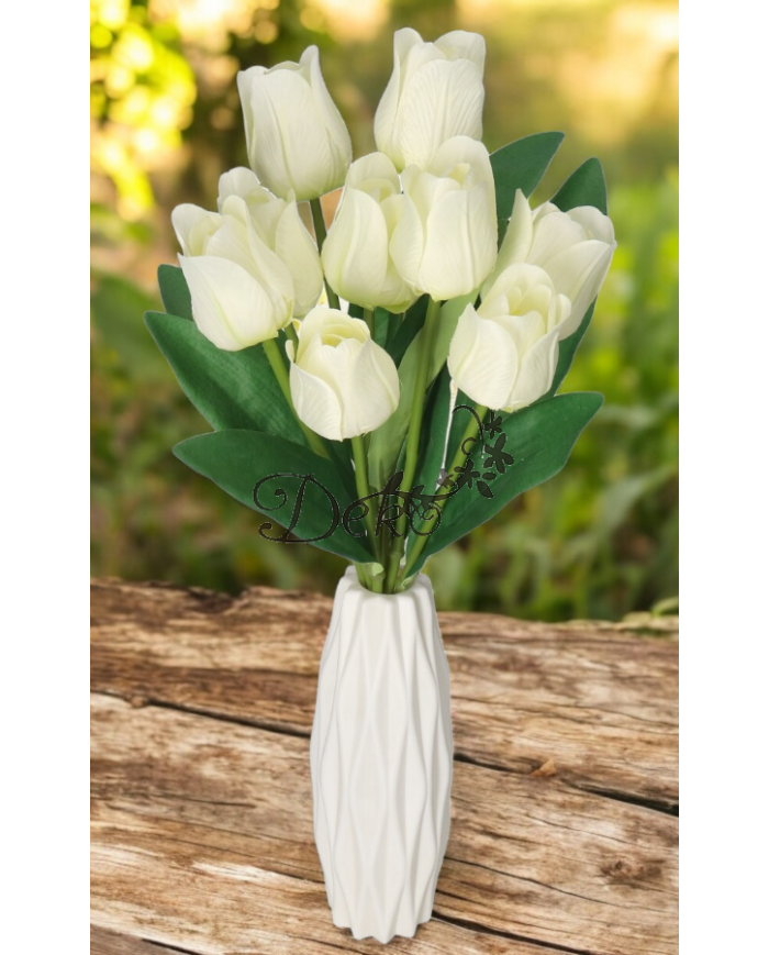 TULIPANY BUKIET TULIPANÓW SZTUCZNE KWIATY GUMOWE 43CM 9GAŁ