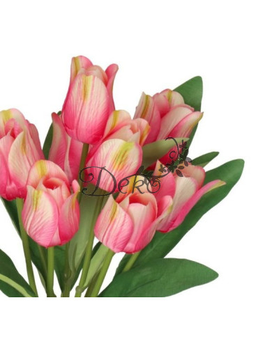 TULIPANY BUKIET TULIPANÓW SZTUCZNE KWIATY GUMOWE 43CM 9GAŁ