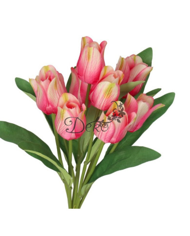 TULIPANY BUKIET TULIPANÓW SZTUCZNE KWIATY GUMOWE 43CM 9GAŁ