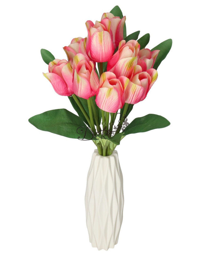 TULIPANY BUKIET TULIPANÓW SZTUCZNE KWIATY GUMOWE 43CM 9GAŁ