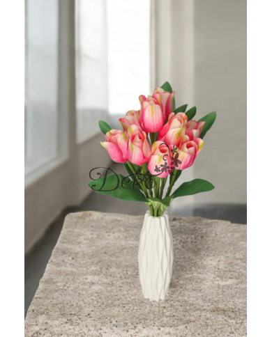 TULIPANY BUKIET TULIPANÓW SZTUCZNE KWIATY GUMOWE 43CM 9GAŁ