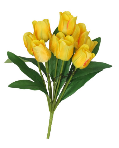 TULIPANY BUKIET TULIPANÓW SZTUCZNE KWIATY GUMOWE 43CM 9GAŁ