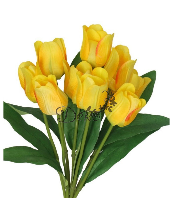 TULIPANY BUKIET TULIPANÓW SZTUCZNE KWIATY GUMOWE 43CM 9GAŁ