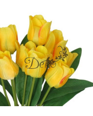 TULIPANY BUKIET TULIPANÓW SZTUCZNE KWIATY GUMOWE 43CM 9GAŁ