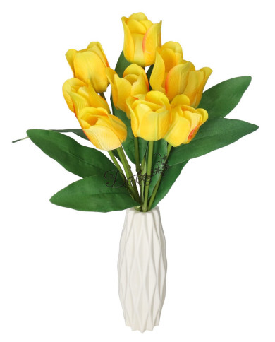 TULIPANY BUKIET TULIPANÓW SZTUCZNE KWIATY GUMOWE 43CM 9GAŁ
