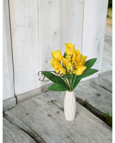 TULIPANY BUKIET TULIPANÓW SZTUCZNE KWIATY GUMOWE 43CM 9GAŁ