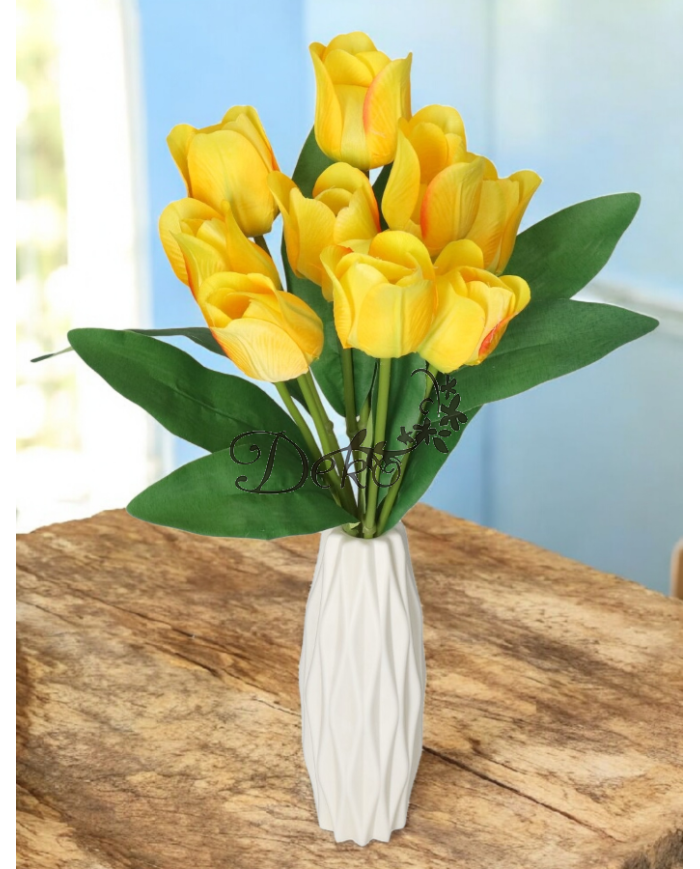 TULIPANY BUKIET TULIPANÓW SZTUCZNE KWIATY GUMOWE 43CM 9GAŁ