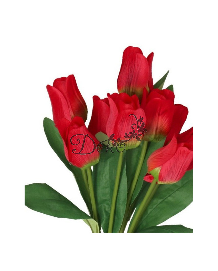TULIPANY BUKIET TULIPANÓW SZTUCZNE KWIATY GUMOWE 43CM 9GAŁ