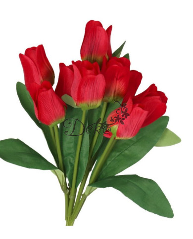 TULIPANY BUKIET TULIPANÓW SZTUCZNE KWIATY GUMOWE 43CM 9GAŁ